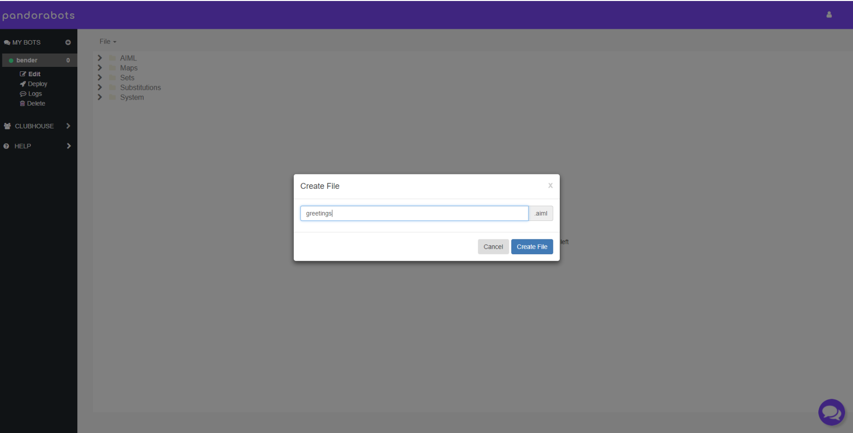 adding a new file on pandorabots
