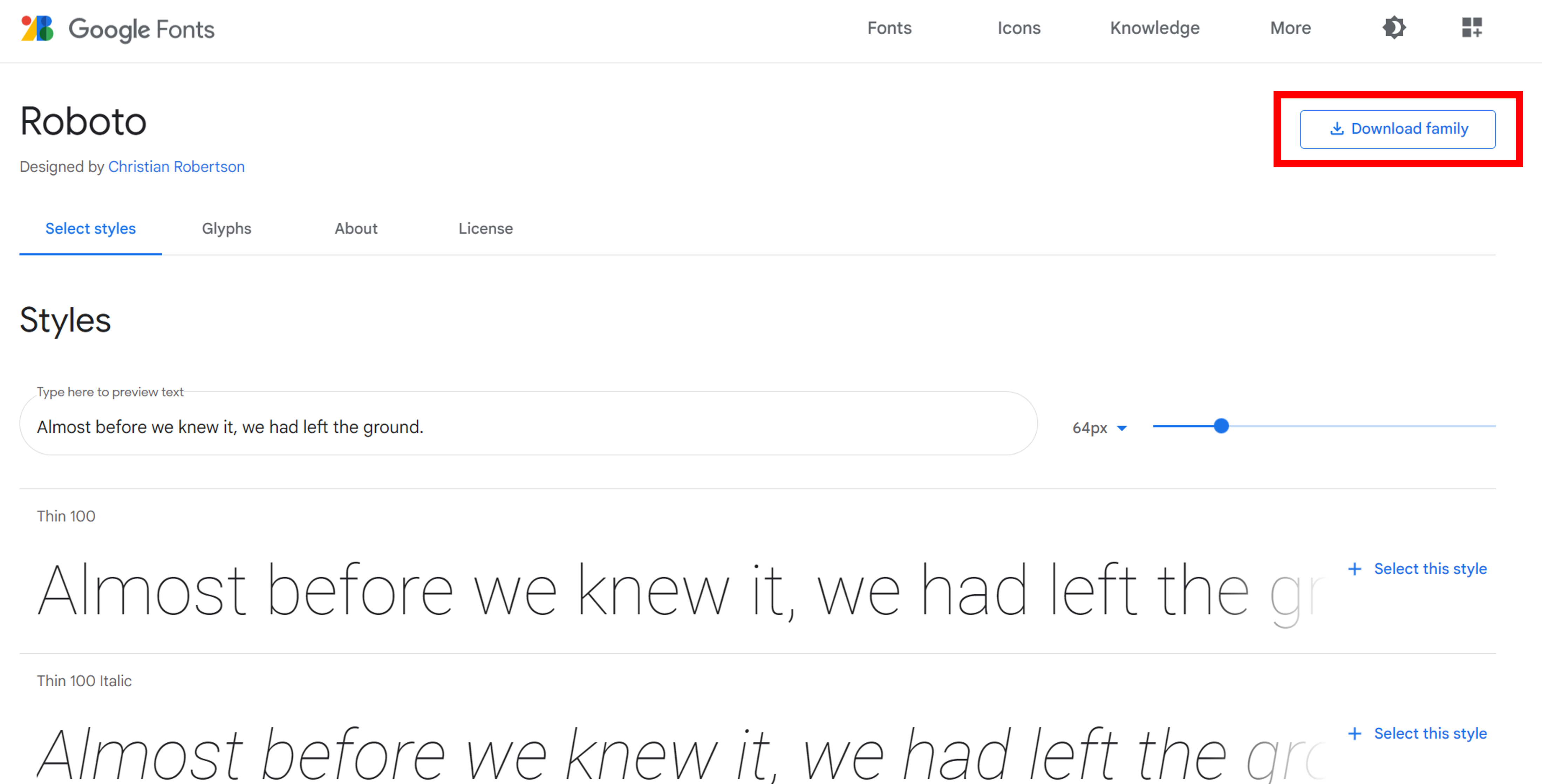 google font family download