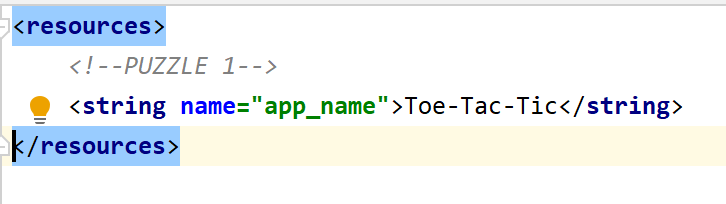 Imagem mostrando como modificar a string do nome do aplicativo para dizer Tic Tac Toe