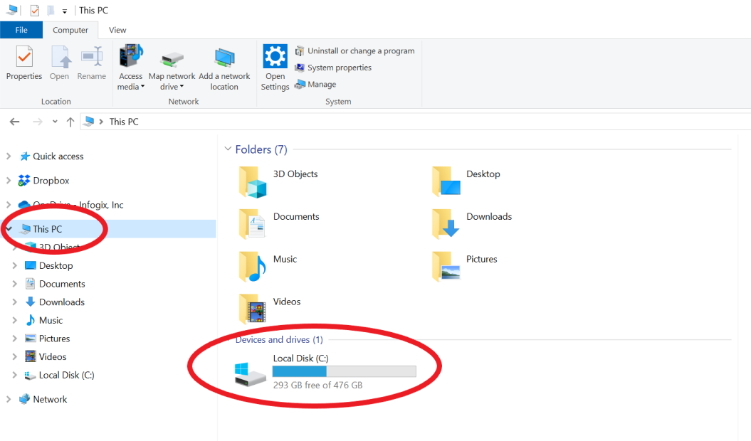 Imagem de um explorador de arquivos do Windows