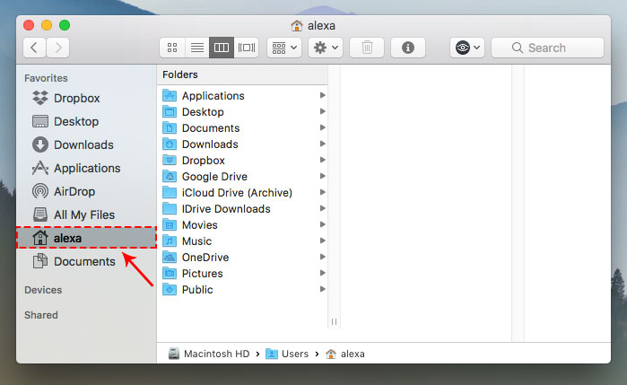Imagem do localizador de arquivos do Mac