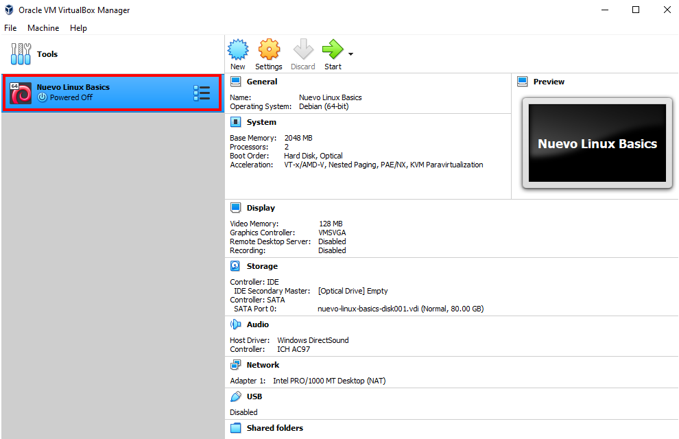 iniciando uma virtual box - kali