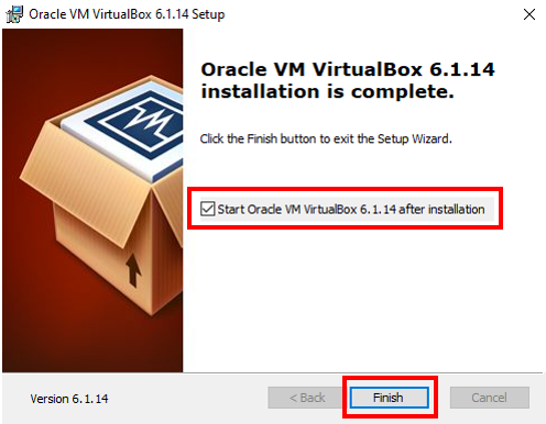 iniciação do programa após a instalação virtual box