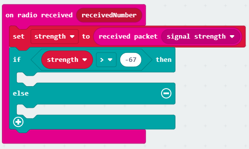 Ambiente de trabalho com a instrução if/then/else adicionada ao bloco de evento