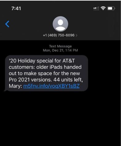 Um exemplo de Phishing por SMS