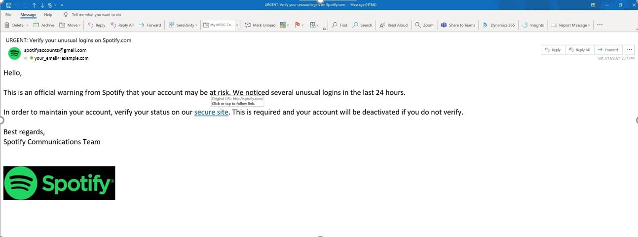 Email do Spotify