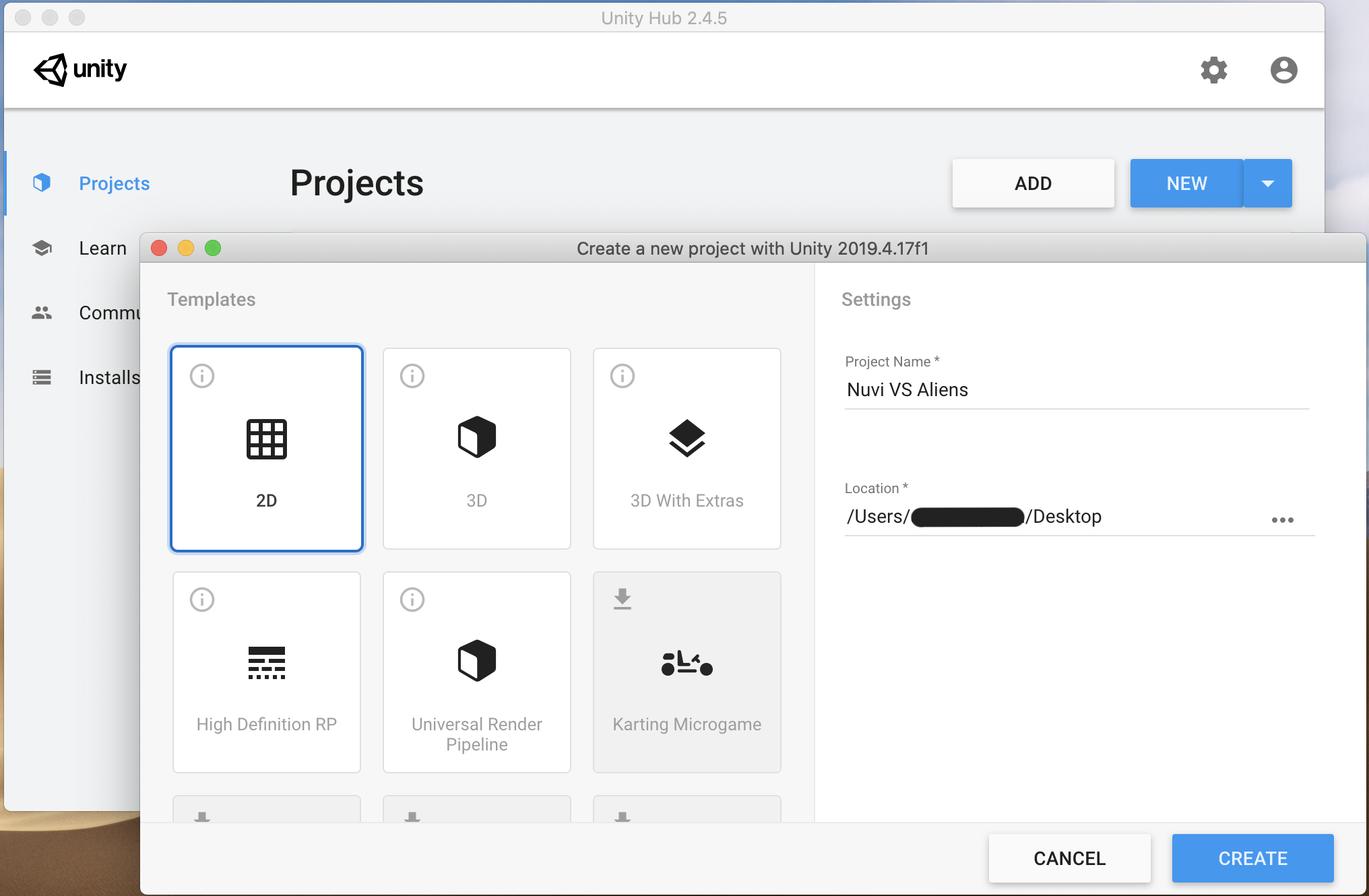 Criando um novo projeto 2D Unity