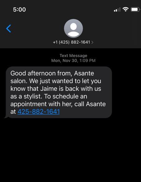 A legitimate text message